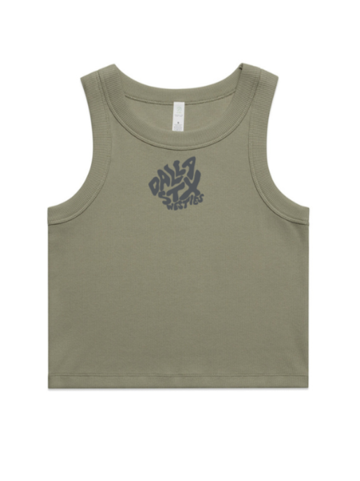 Ribline Organic Crop Tank - Shadow Moss
