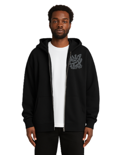 Gravel Saint Zip-Up (Men's/Unisex) - Black Static